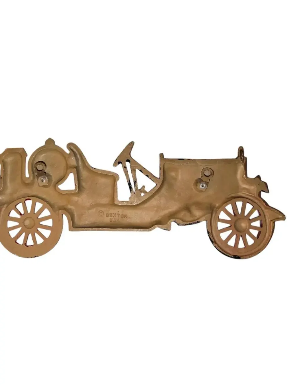 Sexton Vintage Car Wall Decor Plaque Antique Roadster Metal Burgundy Gold
